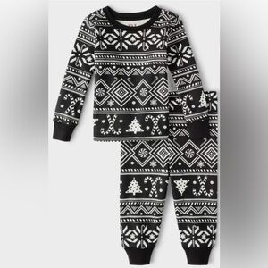 Children’s Place Candy Cane Fairisle Snug Fit Cotton Pajamas - Black Size 2 T ❄️